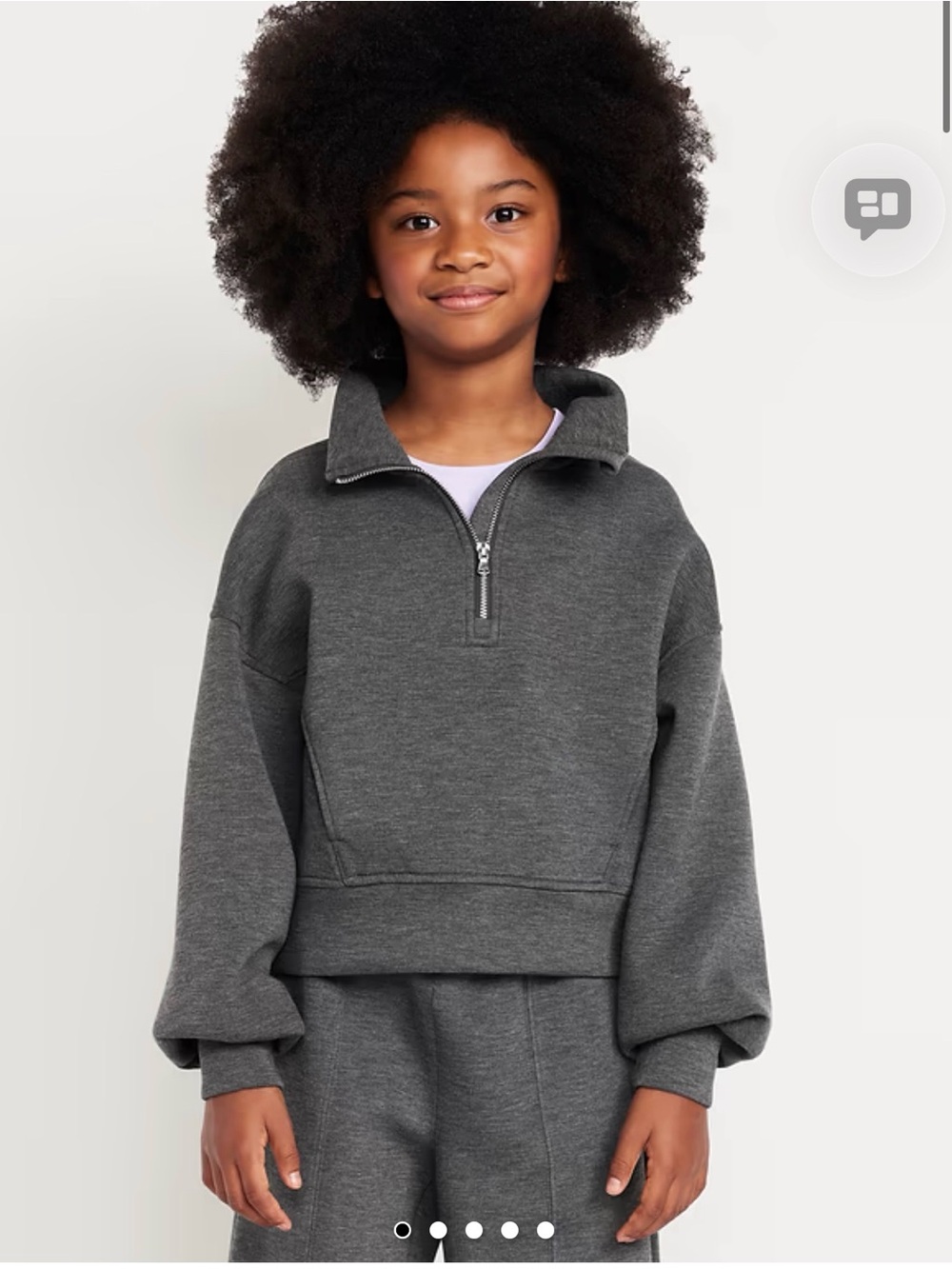 OLD NAVY Bounce fleece Girls' Dark Gray Half-Zip Sweatshirt Top size 8 kids
